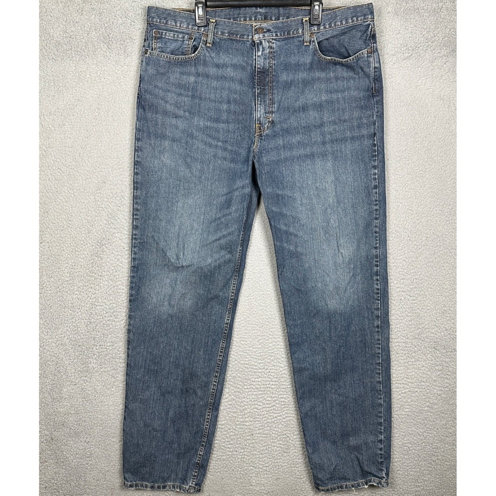Levis 550 Jeans Mens 42X36 Relaxed Fit Blue Tapered Leg Distressed Denim EUC